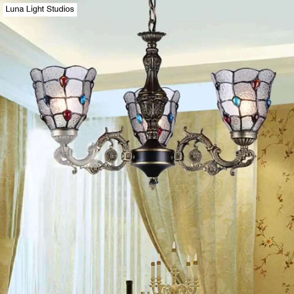 Bronze Jeweled Chandelier Lighting Fixture with Mediterranean Cut Glass - Antique Design, Multiple Light Options