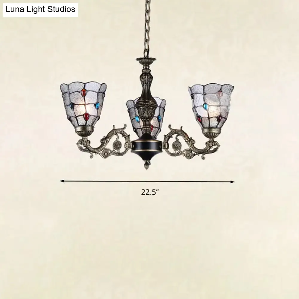 Bronze Jeweled Chandelier Lighting Fixture with Mediterranean Cut Glass - Antique Design, Multiple Light Options