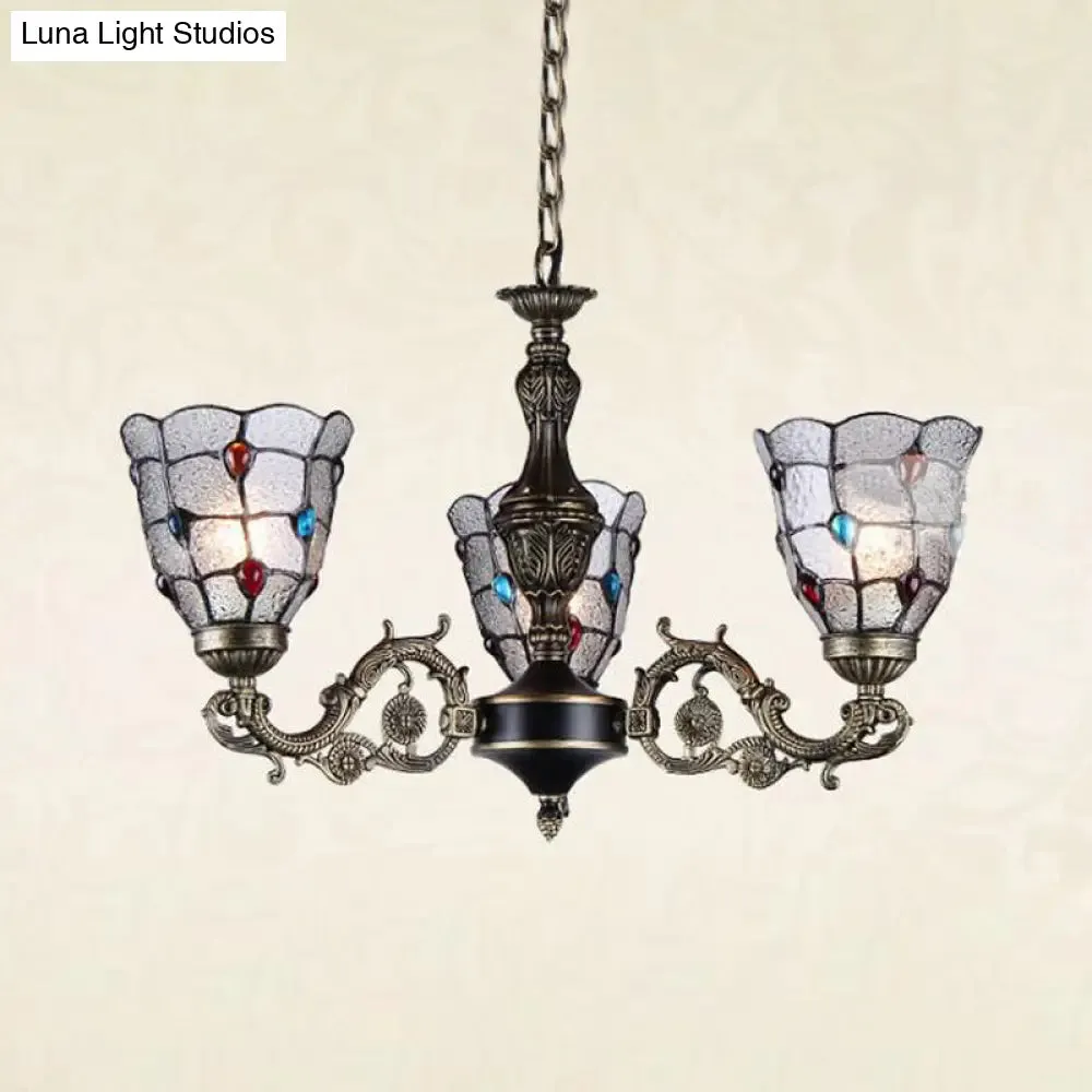 Bronze Jeweled Chandelier Lighting Fixture with Mediterranean Cut Glass - Antique Design, Multiple Light Options