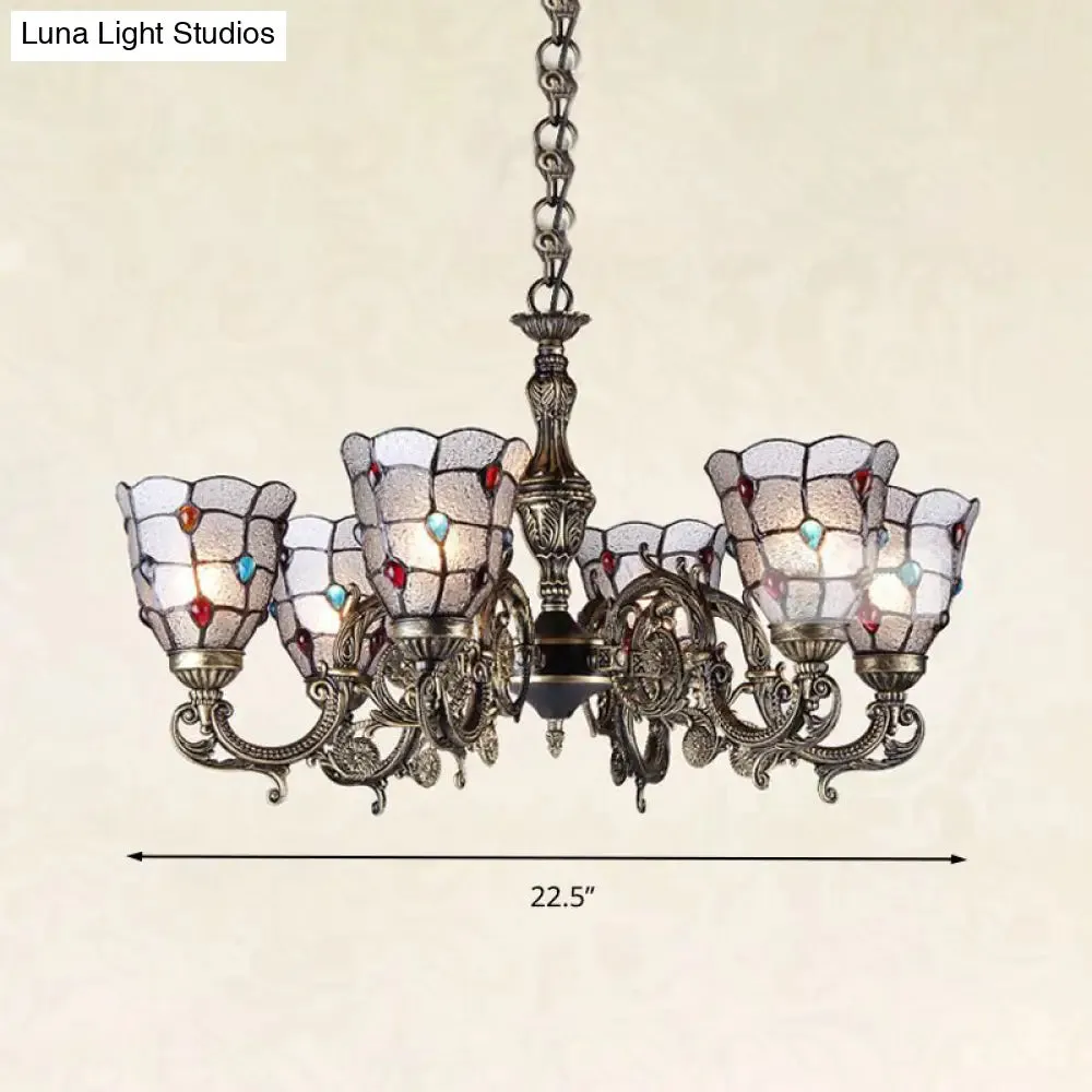 Bronze Jeweled Chandelier Lighting Fixture with Mediterranean Cut Glass - Antique Design, Multiple Light Options