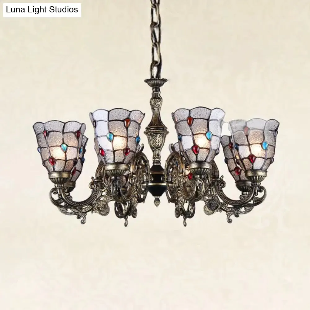 Bronze Jeweled Chandelier Lighting Fixture with Mediterranean Cut Glass - Antique Design, Multiple Light Options