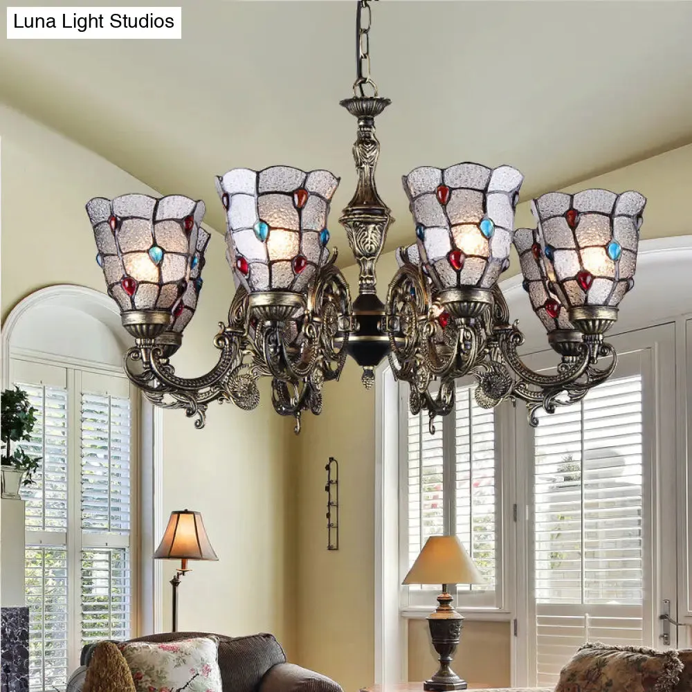 Bronze Jeweled Chandelier Lighting Fixture with Mediterranean Cut Glass - Antique Design, Multiple Light Options