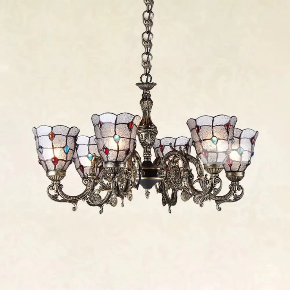 Bronze Jeweled Chandelier Lighting Fixture with Mediterranean Cut Glass - Antique Design, Multiple Light Options