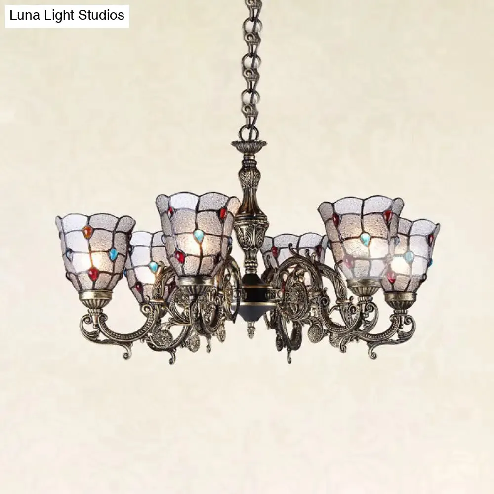 Bronze Jeweled Chandelier Lighting Fixture with Mediterranean Cut Glass - Antique Design, Multiple Light Options