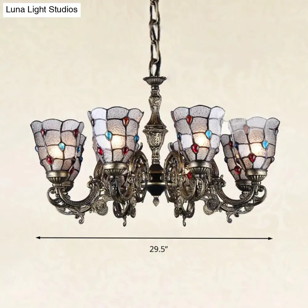 Bronze Jeweled Chandelier Lighting Fixture with Mediterranean Cut Glass - Antique Design, Multiple Light Options