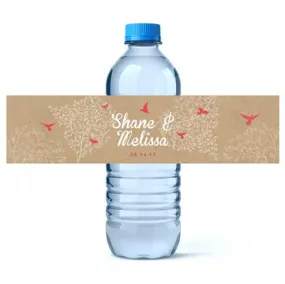 Brown Paper Birds Water Bottle Labels