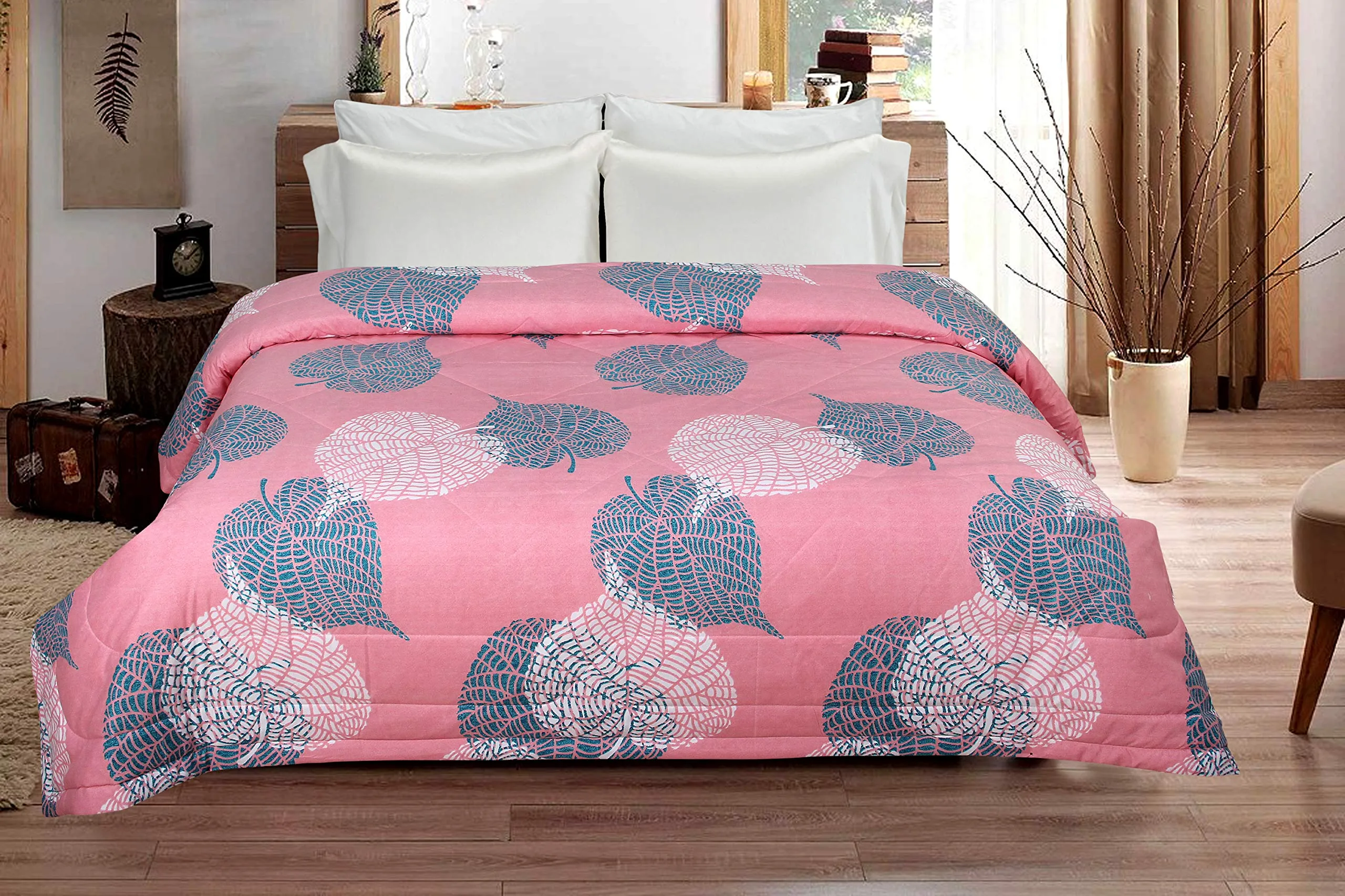 BSB HOME Cotton Double Blanket, Pink, Light Green, 1 Piece,200TC