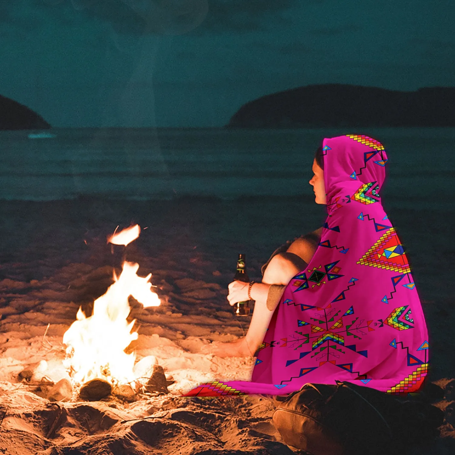 Buffalo Jump Pink Hooded Blanket