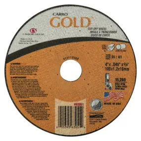 Carborundum Carbo GoldCut Reinforced Aluminum Oxide Abrasives, TY 1, 4x.045x5/8, 46 Grit, 05539563951