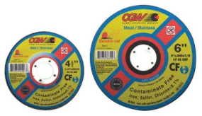 CGW Abrasives Contaminate Free Cut-Off Wheel, 5 in Dia, .045 in Thick, 36 Grit Alum. Oxide, 36301