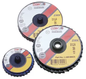 CGW Abrasives Flap Discs, Mini, Zirconia, Quick Change, Type R, 2 in, 36 Grit, 24,000 rpm, 30001