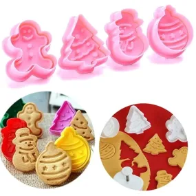 Christmas Cookie Baking Cutter - Fondant Biscuit Cutters 4pcs Set