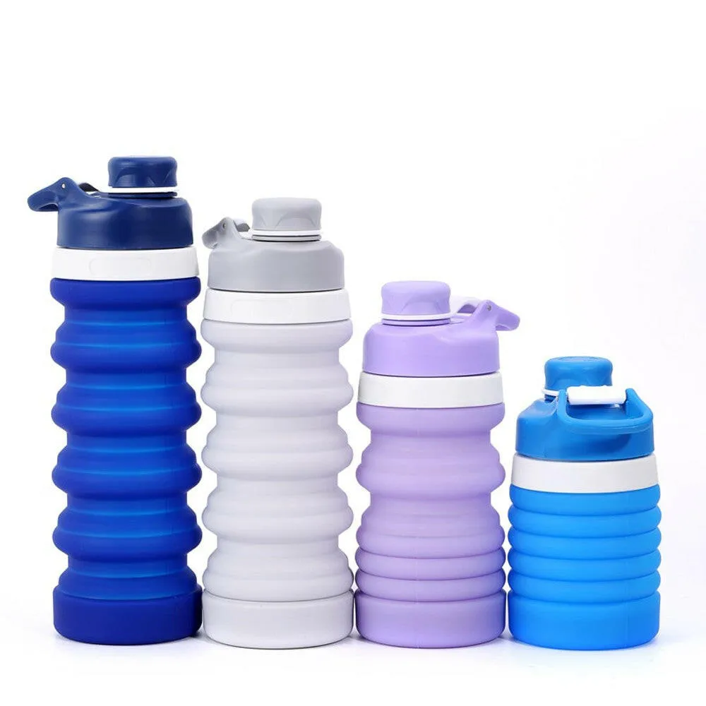 Collapsible Water Bottle Food-Grade Silicone FDA Approved Leak Proof Travel Climbing Biking Foldable Soft Sports Water Bottle