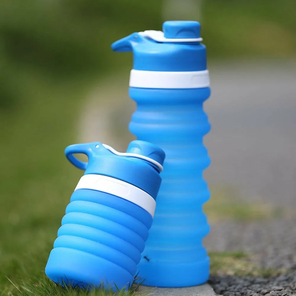 Collapsible Water Bottle Food-Grade Silicone FDA Approved Leak Proof Travel Climbing Biking Foldable Soft Sports Water Bottle