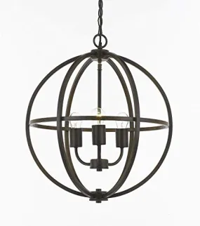 Contemporary Brushed Expresso 3 Light Orb Chandelier Pendant Lighting - J10-15-ORB/3