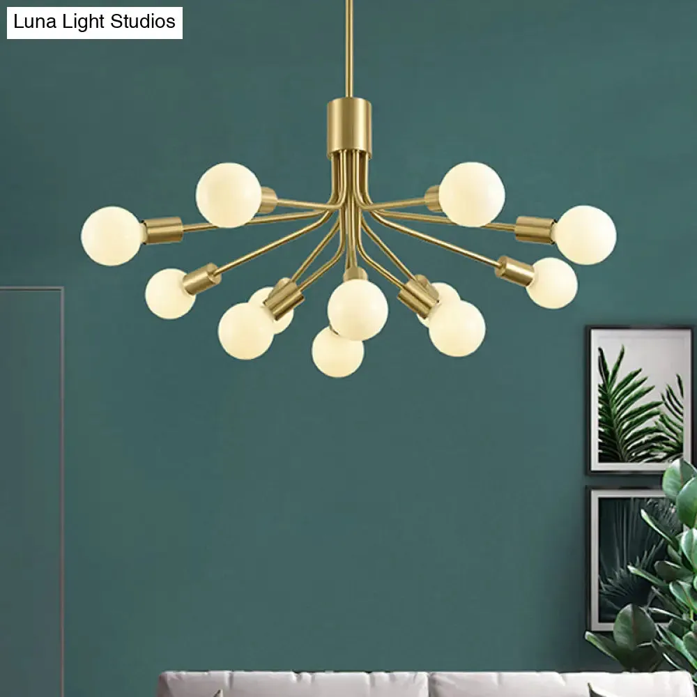 Contemporary Metal Sputnik Chandelier - 12-Head Brass Pendant Light Fixture