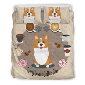 Corgi Lovers Coffee Club Bedding Set