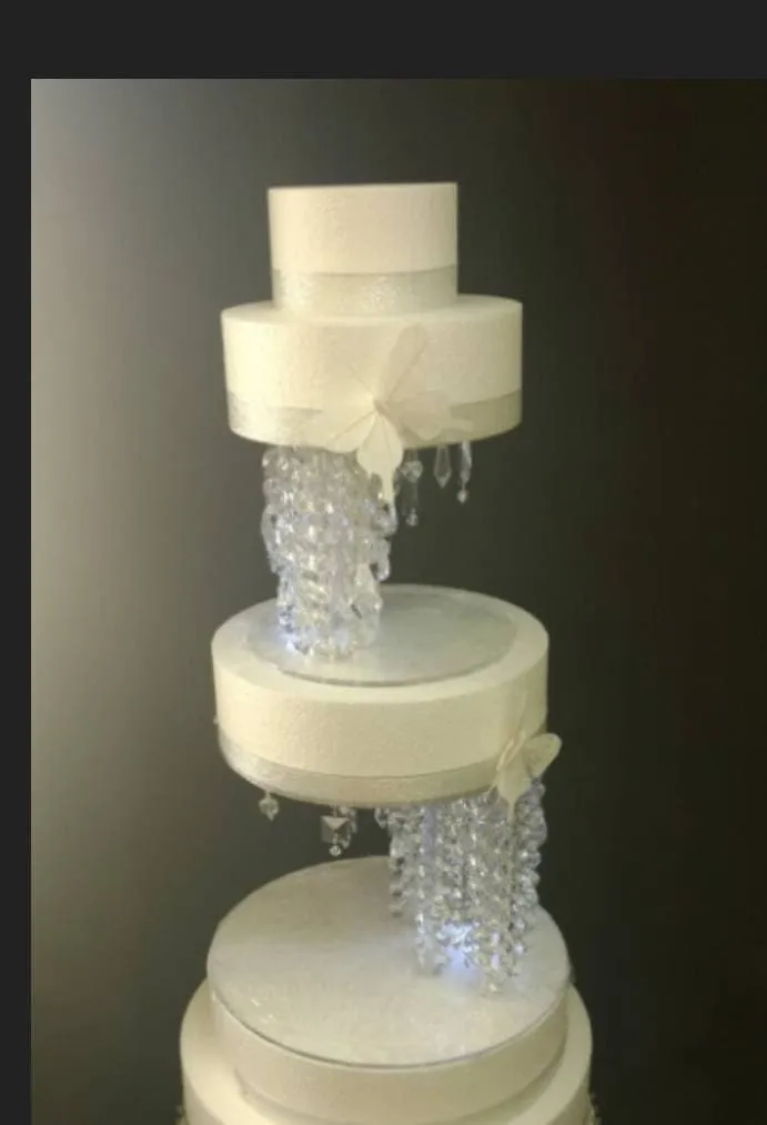 Crystal cake stand   separators [ set 3 piece chandelier cake stand [  with LED Lights, side bar Illusion 6" 10" 14" by Crystal wedding uk