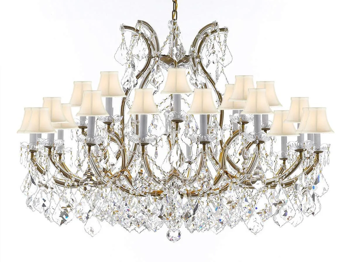 Crystal Chandelier Lighting Chandeliers H35" X W46" Great for The Foyer, Entry Way, Living Room, Family Room and More! w/White Shades - A83-B62/WHITESHADES/2MT/24 1