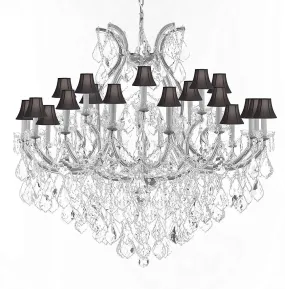 Crystal Chandelier Lighting Chandeliers H46" X W46" Dressed with Large,Luxe, Diamond Cut Crystals! Great for The Foyer, Entry Way, Living Room, Family Room and More w/Black Shades - A83-B90/CS/BLACKSHADES/2MT/24 1DC