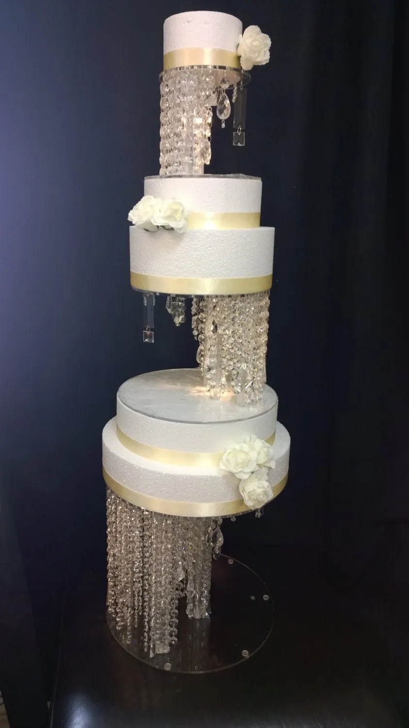 Crystal Illusion wedding cake stand 2 separators with LED Lights, set of 3 pieces. 8'12"16" by Crystal wedding uk