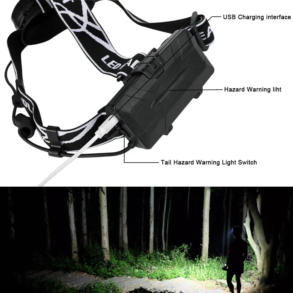 Cyclezone Induction Head Light LED T6 Headlamp COB 7 Modes Lantern For Outdoor Night Fishing Camping USB Charging Head Torch