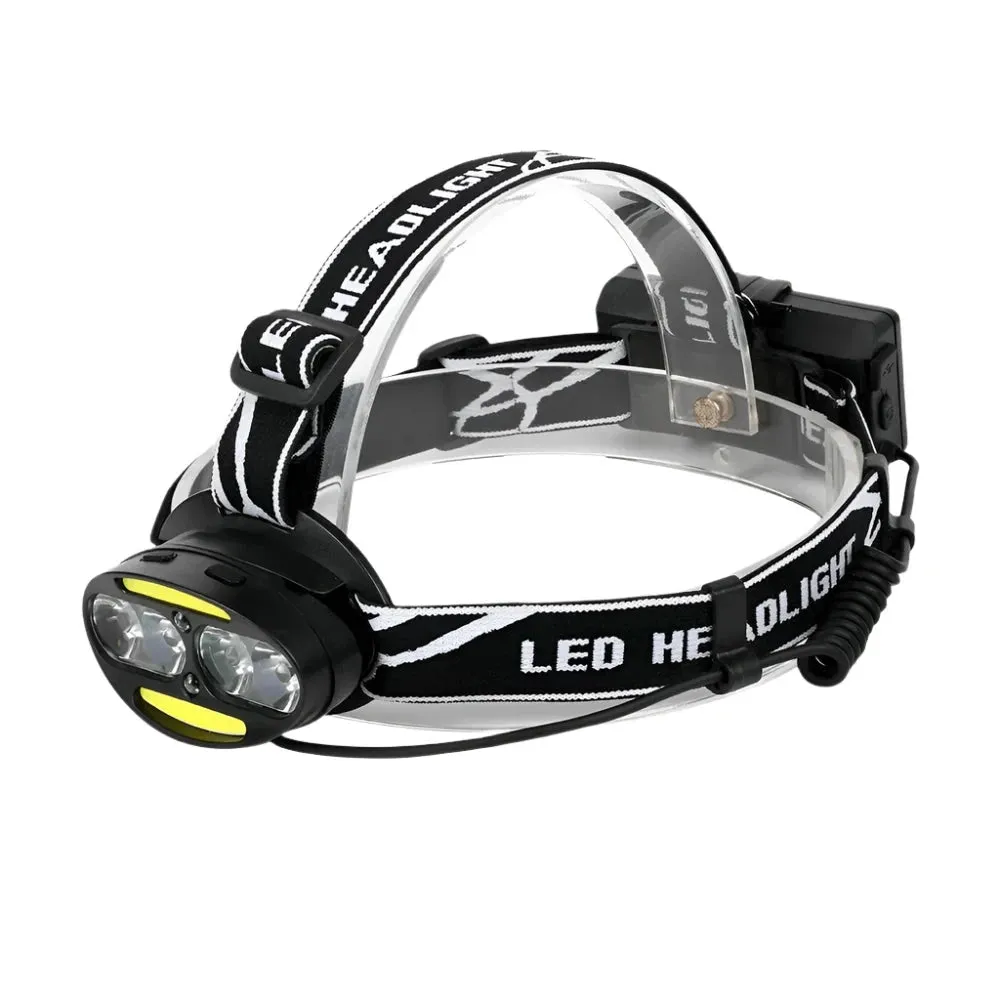 Cyclezone Induction Head Light LED T6 Headlamp COB 7 Modes Lantern For Outdoor Night Fishing Camping USB Charging Head Torch