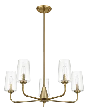 Dazzle Five Lights Chandelier With Clear Seeded Glass -Satin Brass