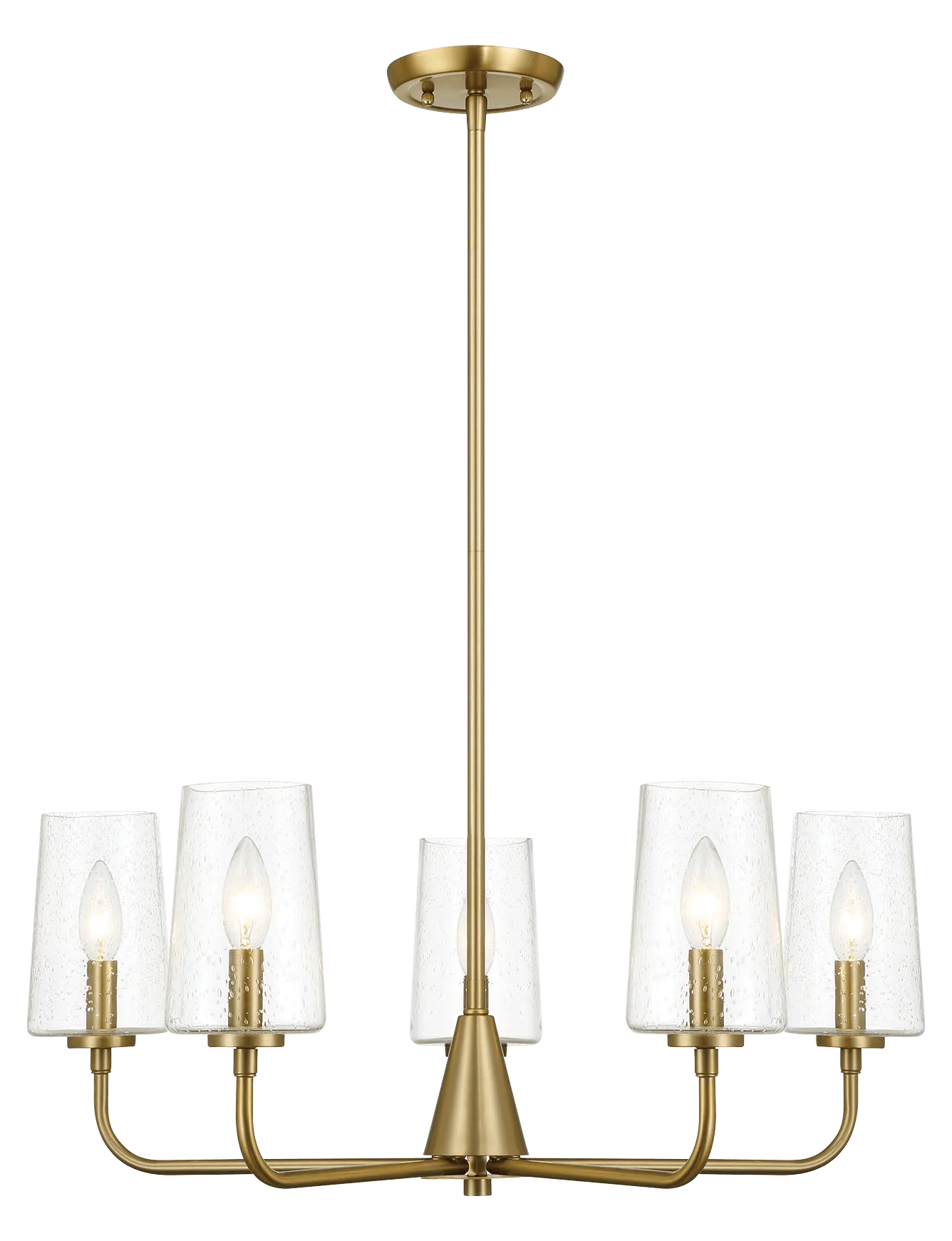 Dazzle Five Lights Chandelier With Clear Seeded Glass -Satin Brass