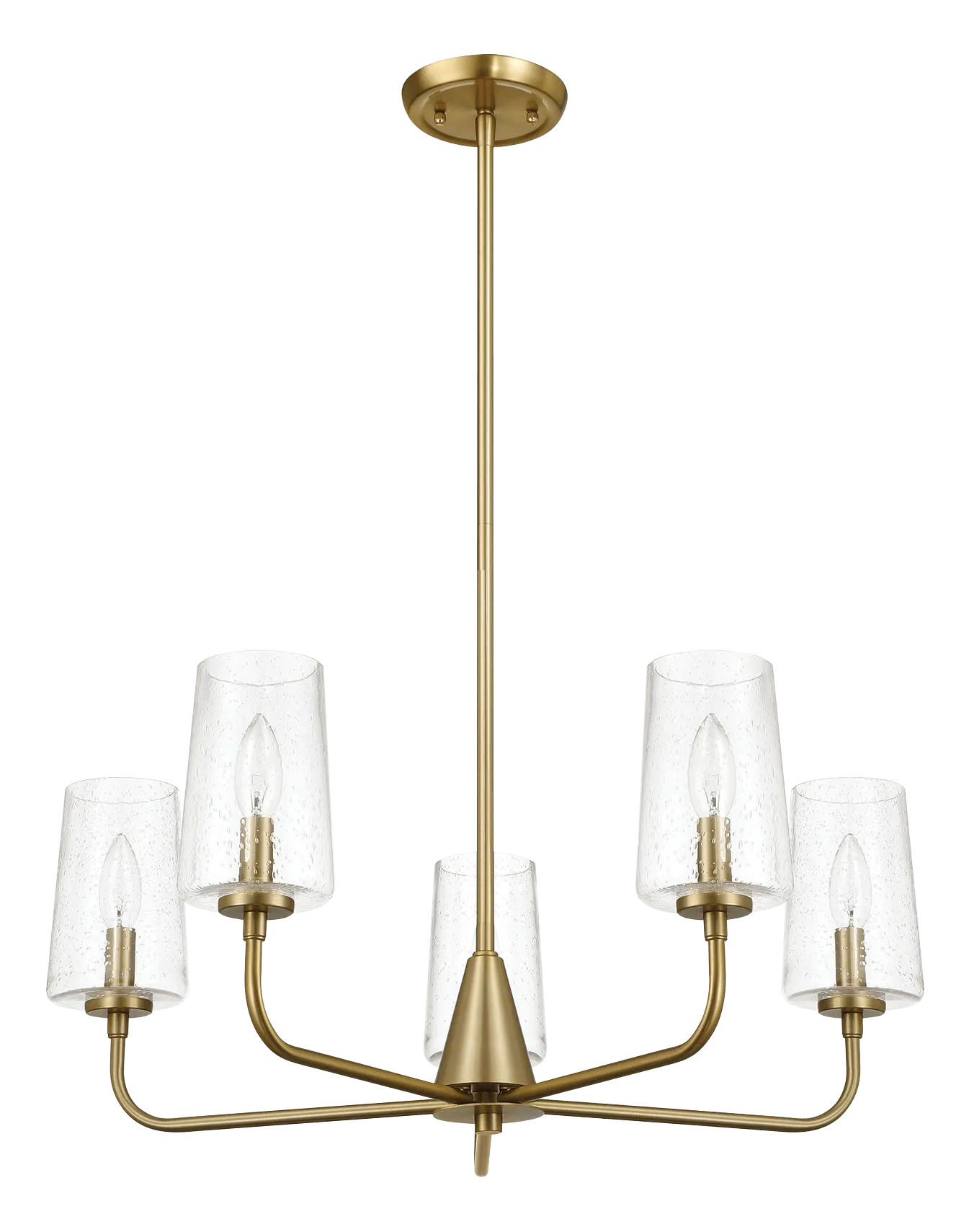 Dazzle Five Lights Chandelier With Clear Seeded Glass -Satin Brass