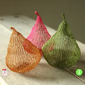 Decorative pears Wire Crochet pattern -  Mesh fruits tutorial