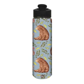 Designer Stainless Steel Water Bottle -  Brown Bear