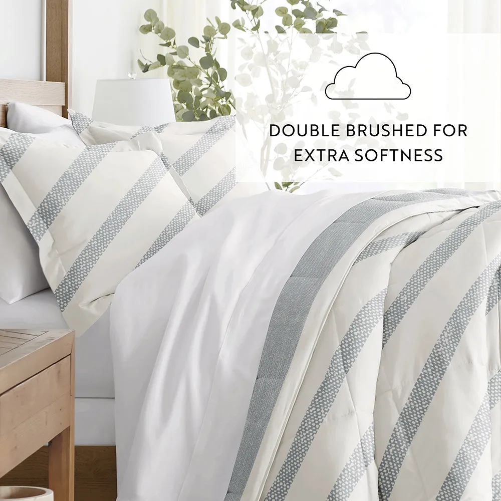 Distressed Stripe Reversible Down-Alternative Comforter Set