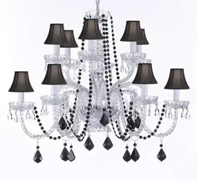 Empress Crystal (Tm) Chandelier Lighting With Black Color Crystal And Black Shades - F46-B2/385/6 6-Blachshades/Black Crystal