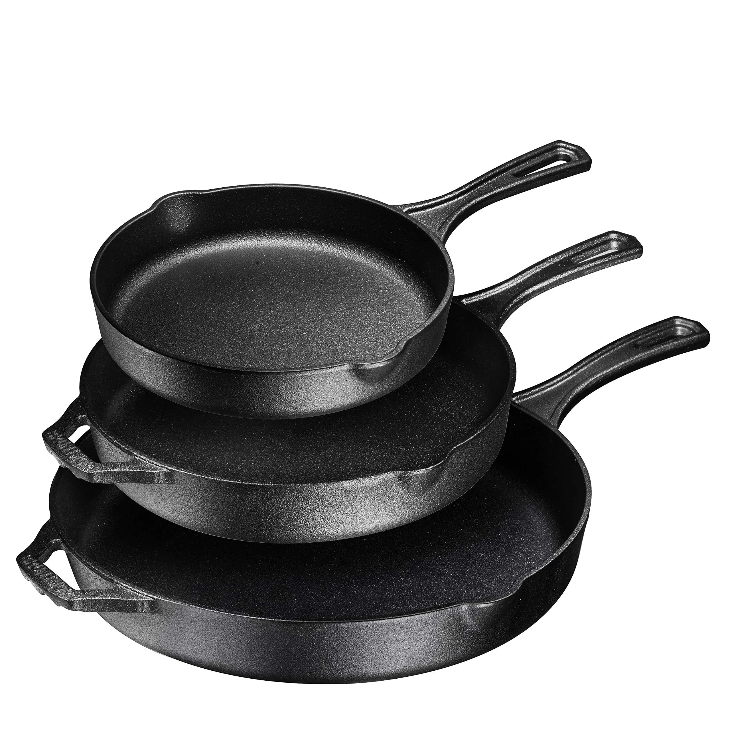 Enemeled Cast Iron 3 Piece Skillet Bundle. 12''   10''   8'' Set - Cast Iron Frying