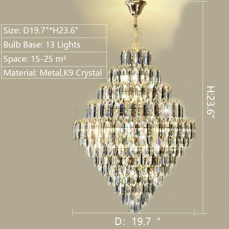 Extra Large Foyer Decorative Crystal Lighting Fixture Living Room Crystal Chandelier For Entryway Staircase