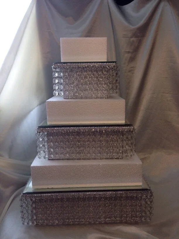 Faux crystal tiered stacked cake stands cake dividers   LED lights by Crystal wedding uk