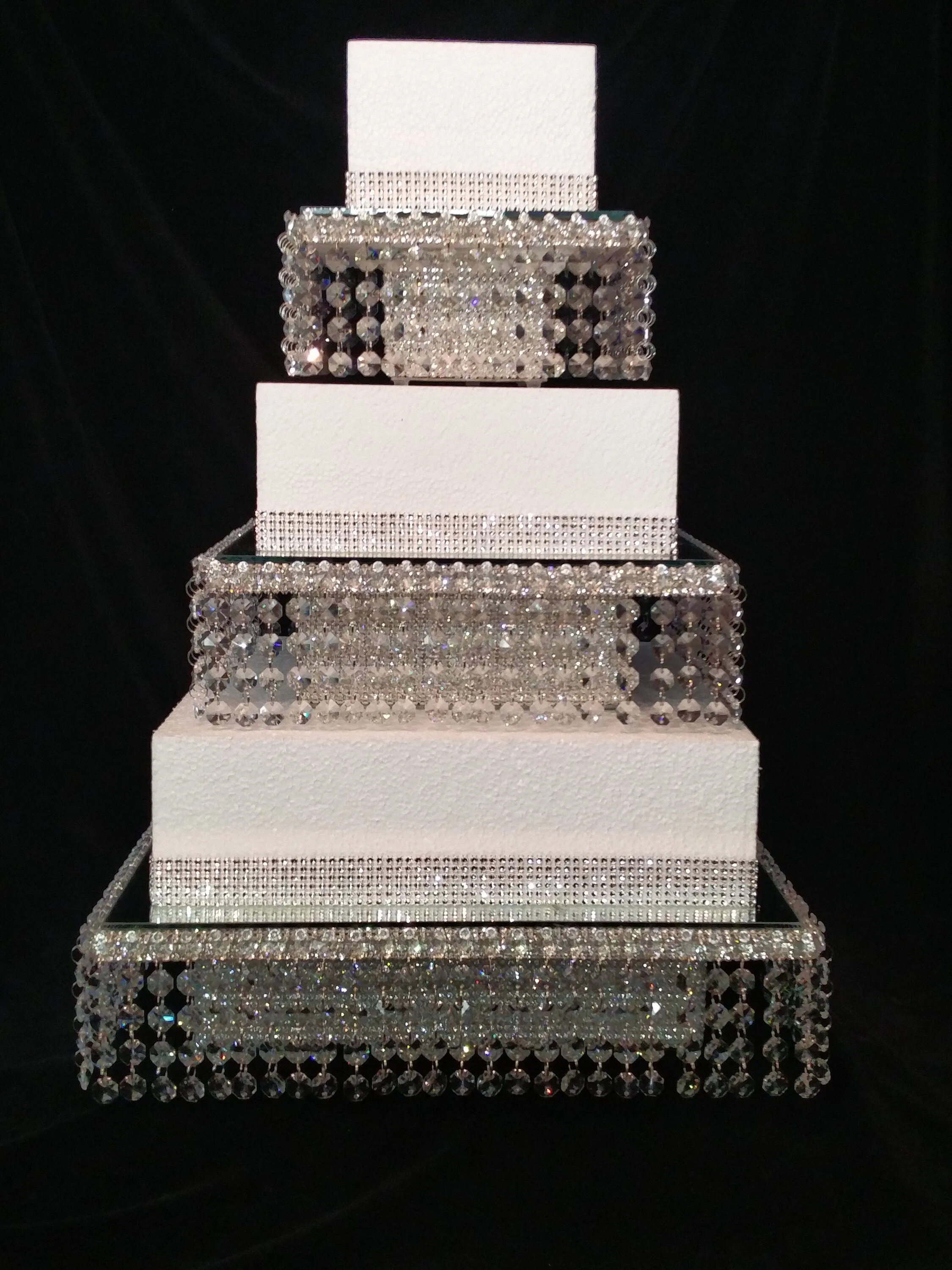 Faux crystal tiered stacked cake stands cake dividers   LED lights by Crystal wedding uk