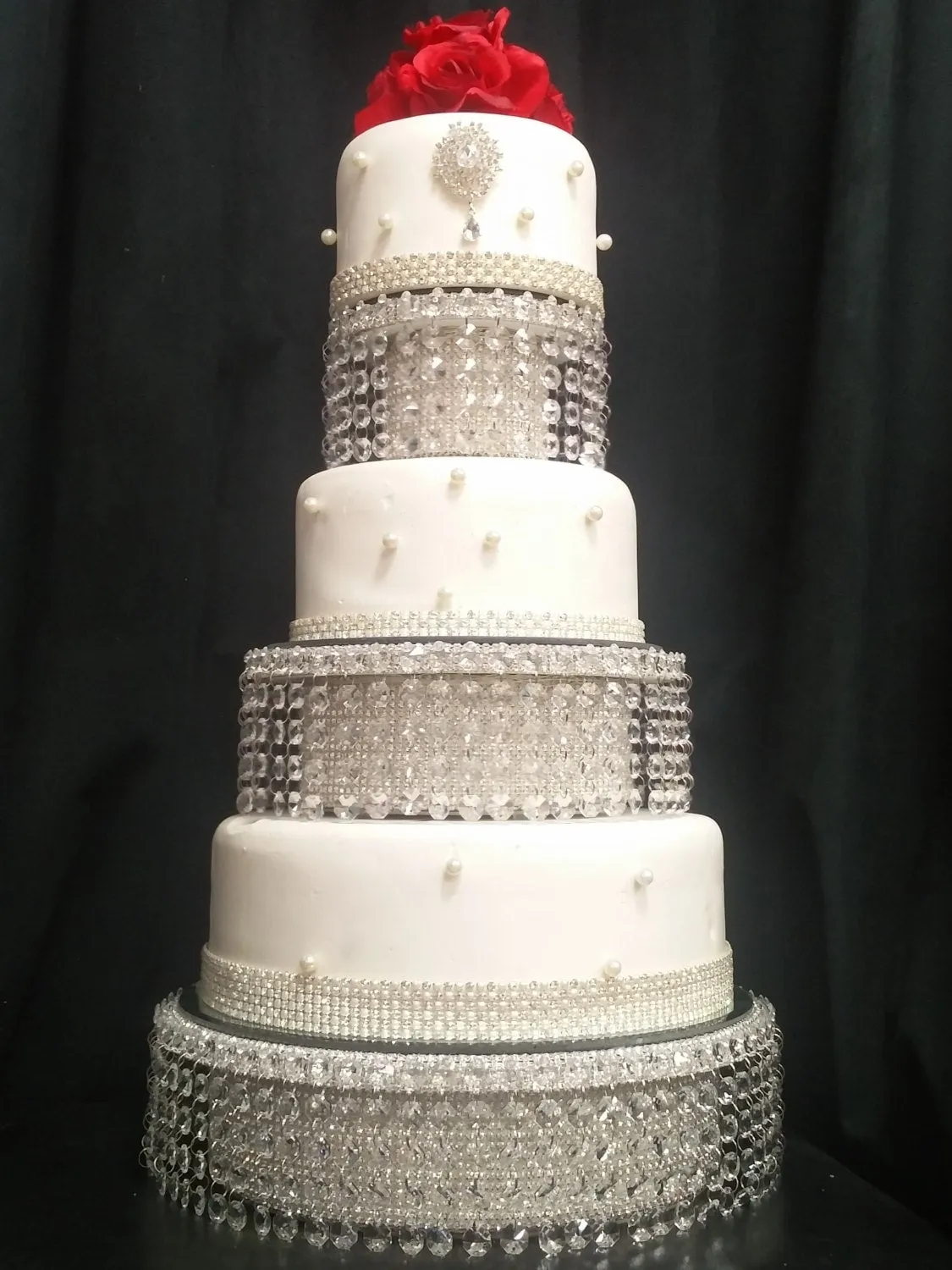 Faux crystal tiered stacked cake stands cake dividers   LED lights by Crystal wedding uk