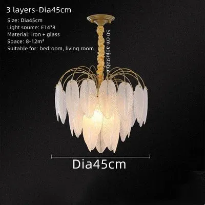 Feather Glass Chandelier for Living Room, Bedroom, and Restaurant Lighting by Mansion