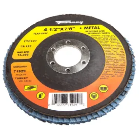 Flap Disc, Type 27, 4-1/2 in x 7/8 in, ZA120