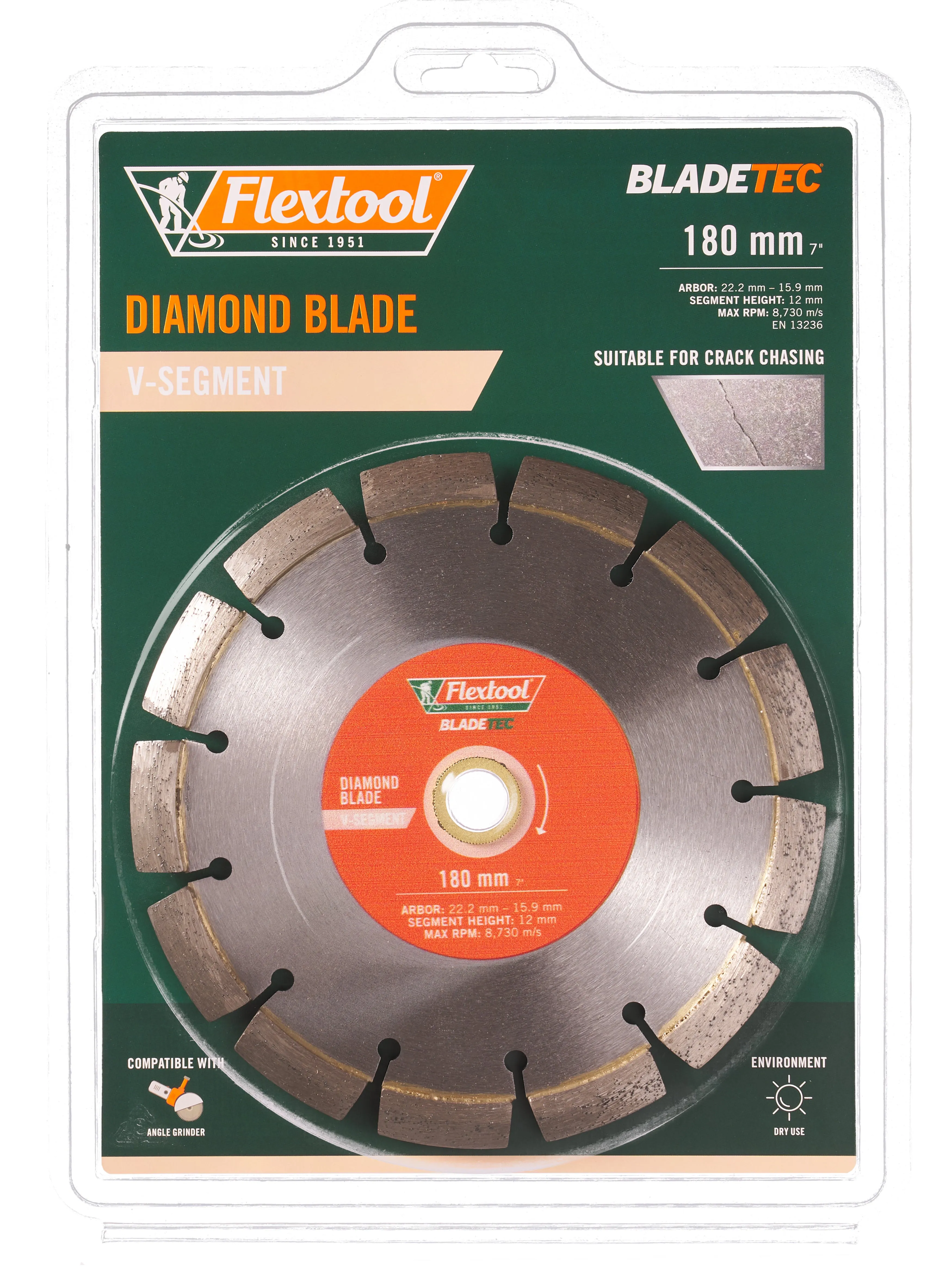 Flextool BladeTec Diamond Blade -  V-Segment 180 mm 7""