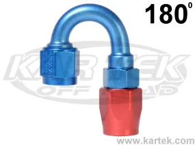 Fragola AN -6 Blue And Red Anodized Aluminum Series 3000 Cutter Style 180 Degree Bent Tube Hose Ends