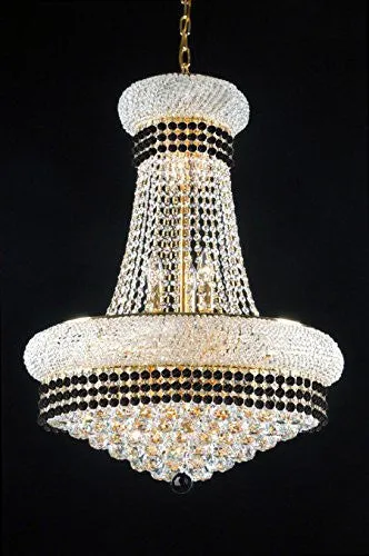 French Empire Crystal Chandelier Chandeliers Lighting Trimmed With Jet Black Crystal Good For Dining Room Foyer Entryway Family Room And More H32" X W24" - A93-B79/542/15