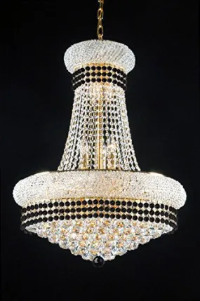 French Empire Crystal Chandelier Chandeliers Lighting Trimmed With Jet Black Crystal Good For Dining Room Foyer Entryway Family Room And More H32" X W24" - A93-B79/542/15