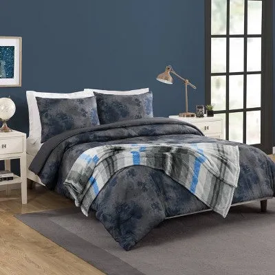 Full/Queen Teen Starry Comforter Set Blue/Gray/Purple - Makers Collective