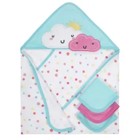 Gerber® Organic 4-Piece Baby Girls Clouds Hooded Towel and Washcloths Bath Set