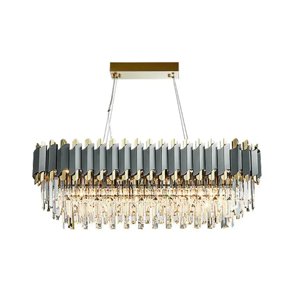 Gold-Black Post-Modern Layered Chandelier Pendant Light with Crystal Accents for Living Room