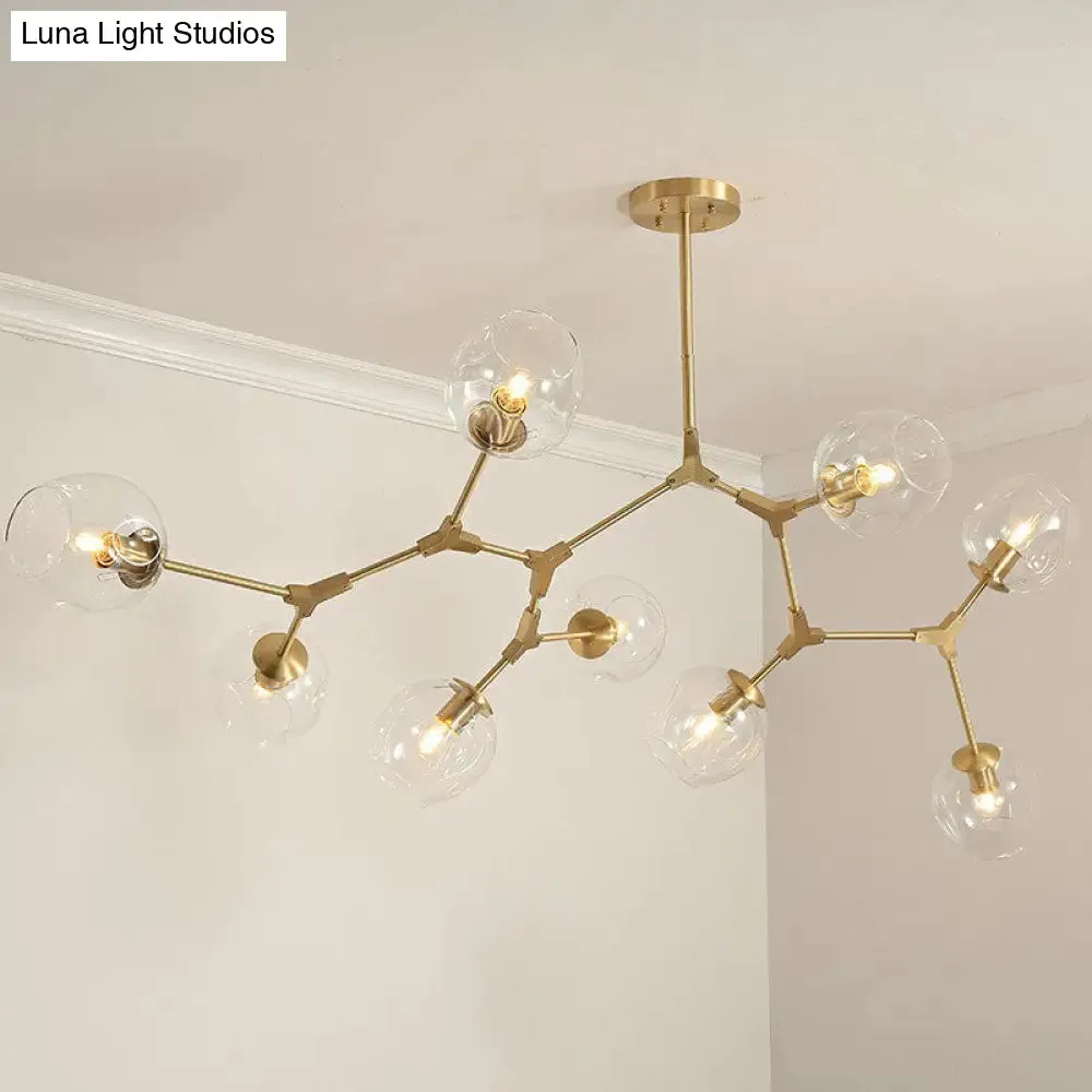 Gold Glass Postmodern DNA Ceiling Light Chandelier for Living Room