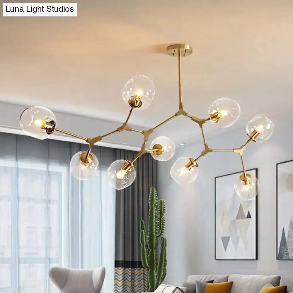 Gold Glass Postmodern DNA Ceiling Light Chandelier for Living Room